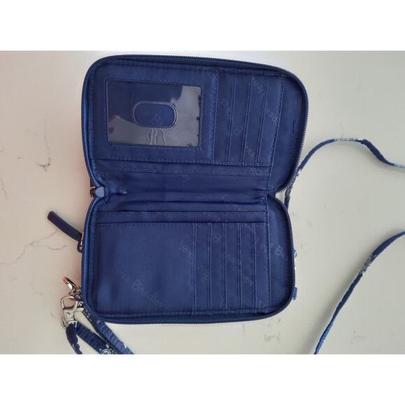 Rare Vera Bradley Sea Turtle design Navy whiteCrossbody wallet purse Like new - Picture 6 of 10